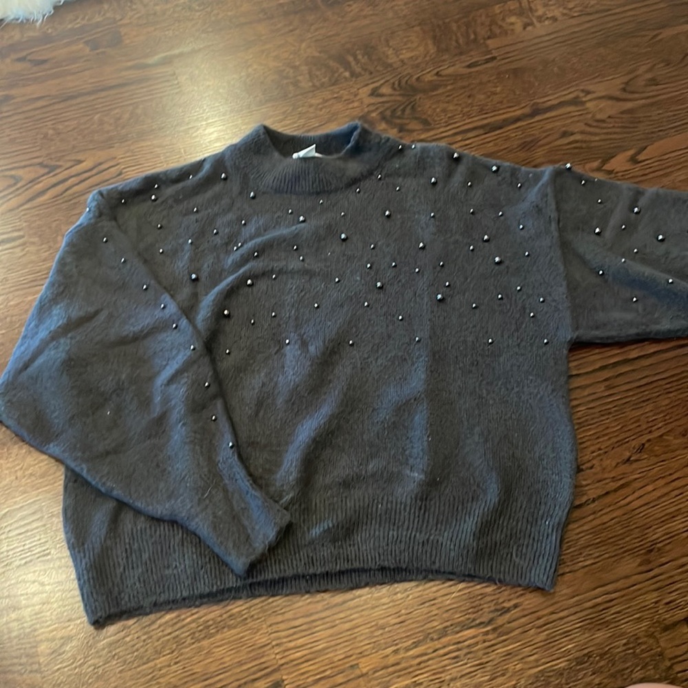 Bead embroidered sweater